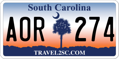 SC license plate AOR274