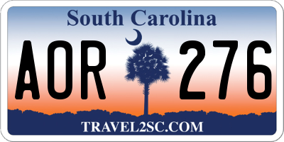 SC license plate AOR276