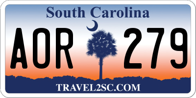 SC license plate AOR279