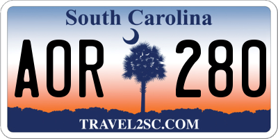 SC license plate AOR280