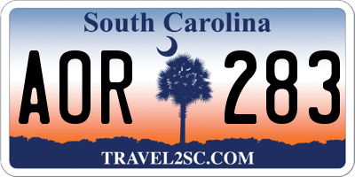 SC license plate AOR283