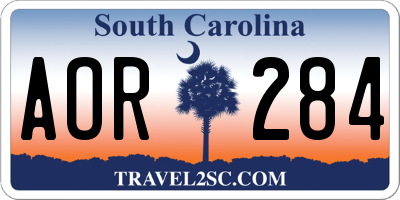 SC license plate AOR284