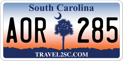 SC license plate AOR285