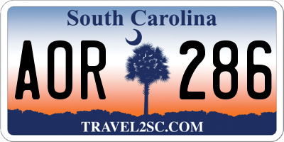 SC license plate AOR286