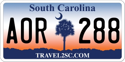 SC license plate AOR288