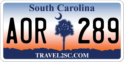 SC license plate AOR289
