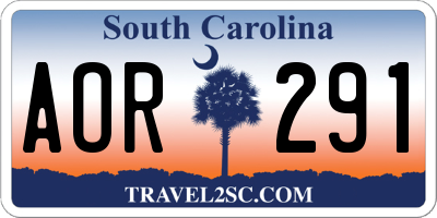 SC license plate AOR291
