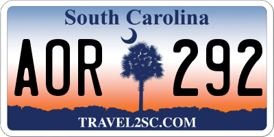 SC license plate AOR292