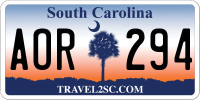 SC license plate AOR294
