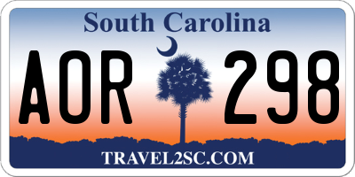 SC license plate AOR298
