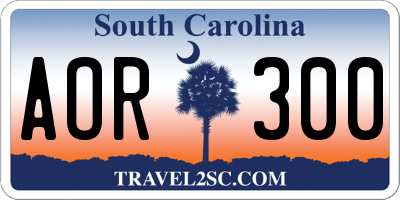 SC license plate AOR300