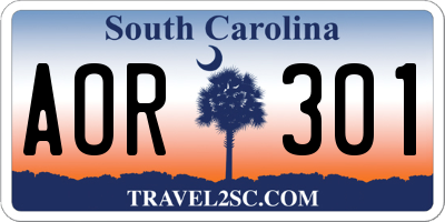 SC license plate AOR301