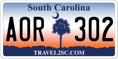 SC license plate AOR302