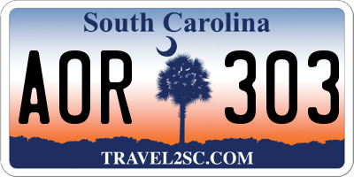 SC license plate AOR303