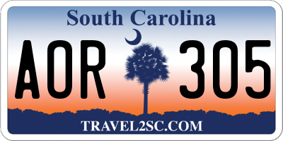 SC license plate AOR305