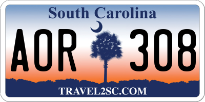 SC license plate AOR308