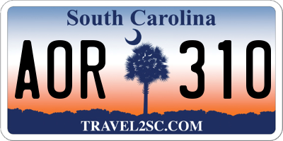 SC license plate AOR310