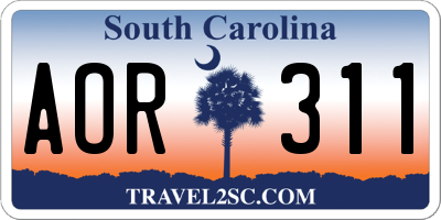 SC license plate AOR311