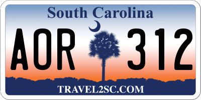 SC license plate AOR312