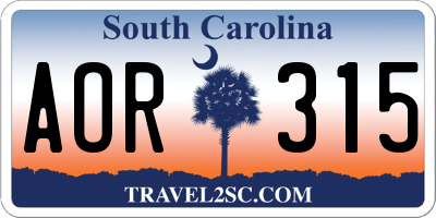 SC license plate AOR315