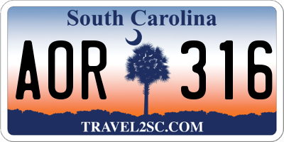 SC license plate AOR316