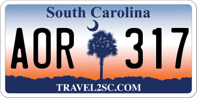 SC license plate AOR317