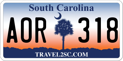 SC license plate AOR318