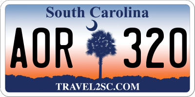 SC license plate AOR320