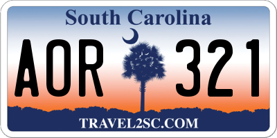 SC license plate AOR321