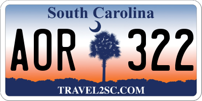 SC license plate AOR322