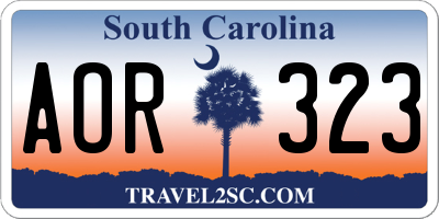 SC license plate AOR323