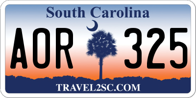 SC license plate AOR325