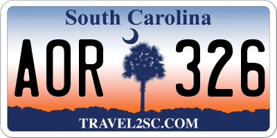 SC license plate AOR326