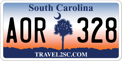 SC license plate AOR328