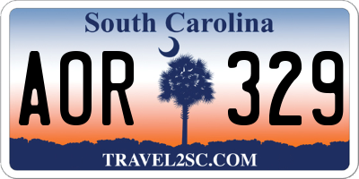 SC license plate AOR329