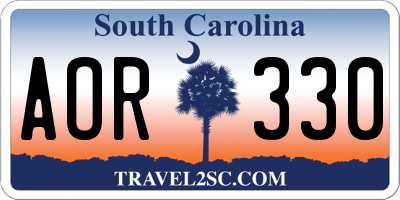 SC license plate AOR330