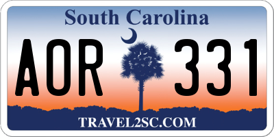 SC license plate AOR331
