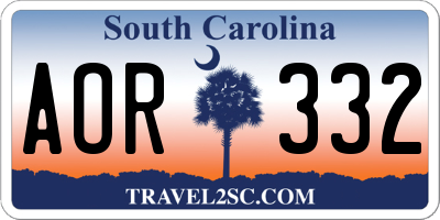 SC license plate AOR332