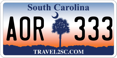 SC license plate AOR333
