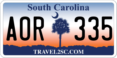 SC license plate AOR335