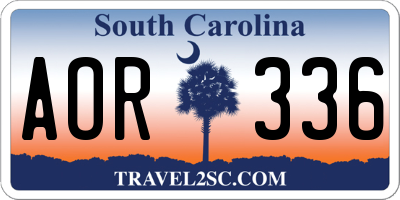 SC license plate AOR336
