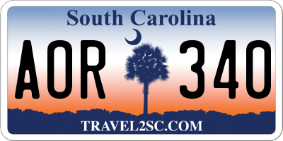 SC license plate AOR340