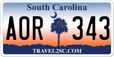 SC license plate AOR343