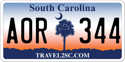 SC license plate AOR344