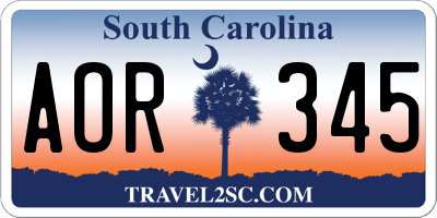 SC license plate AOR345