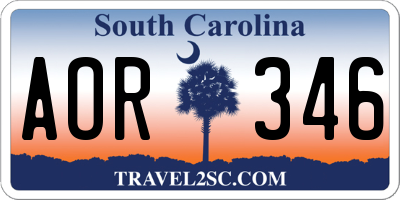 SC license plate AOR346
