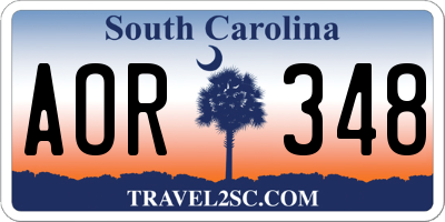 SC license plate AOR348