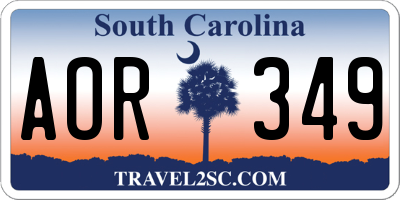 SC license plate AOR349