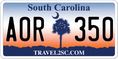 SC license plate AOR350