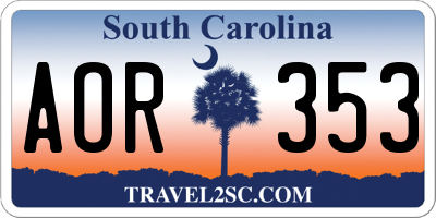SC license plate AOR353